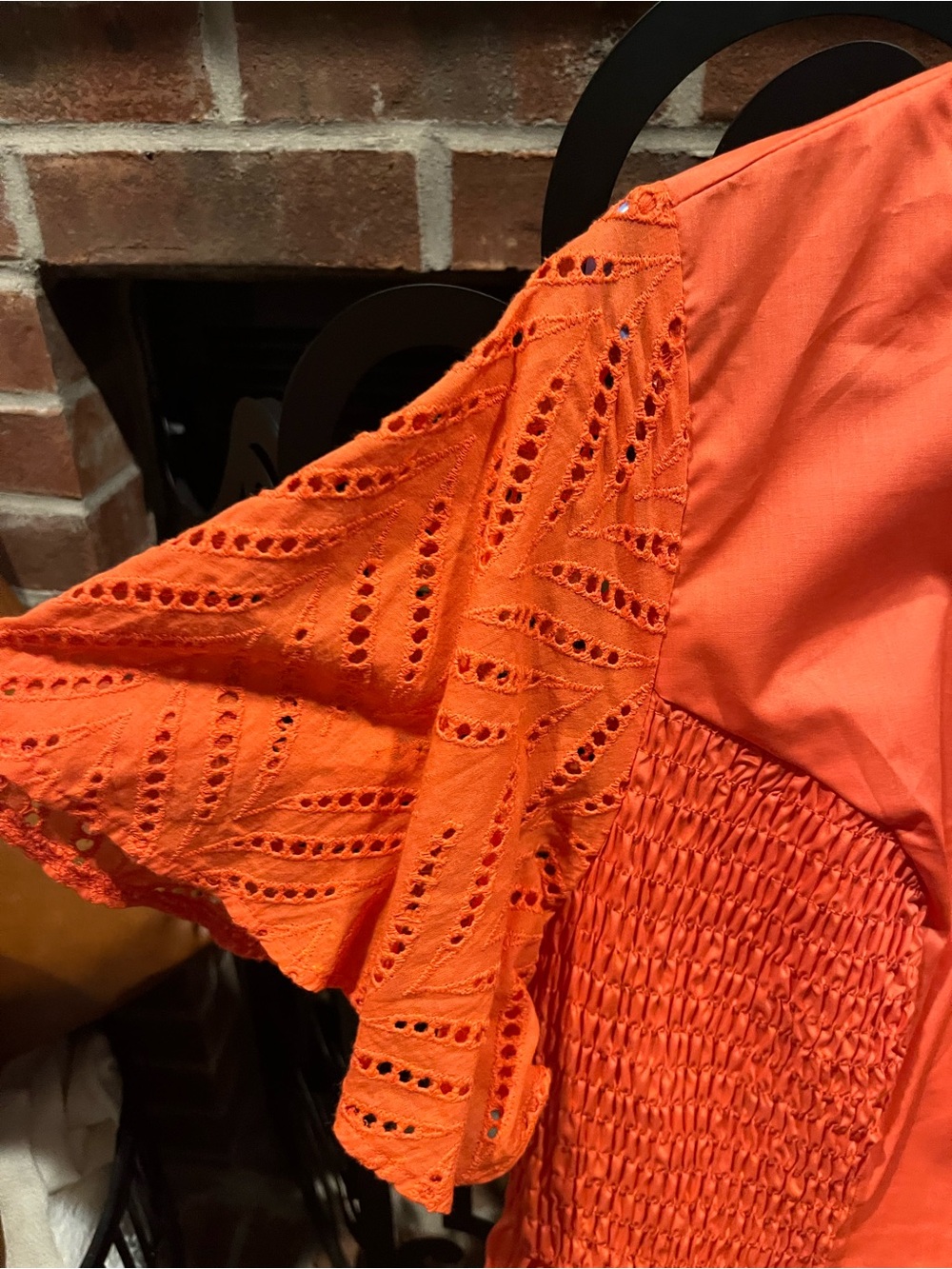 Lapa Plus Size Coral Midi Dress with Flutter Eyelet Sleeves Size:1X NWT - Picture 3 of 8